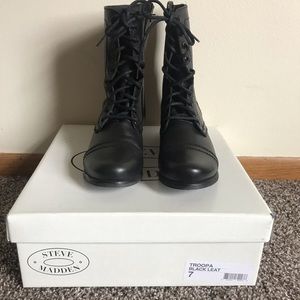 NIB - Steve Madden Leather Troops Boots - Size 7